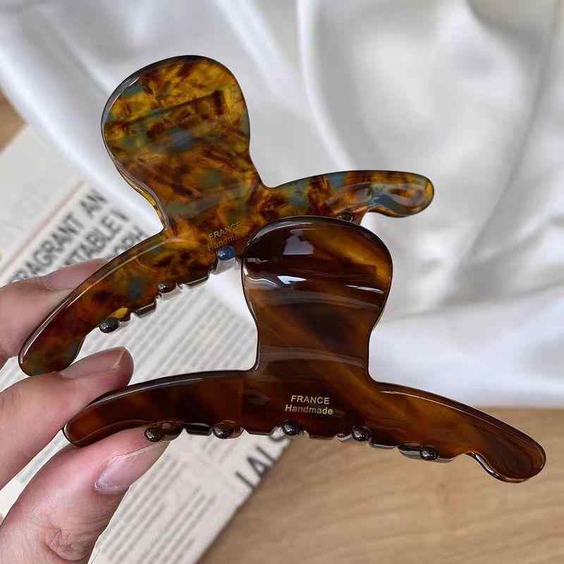 ヘアクリップ レディース バレッタ べっ甲風 アセテート素材 中号 ミディアムサイ...