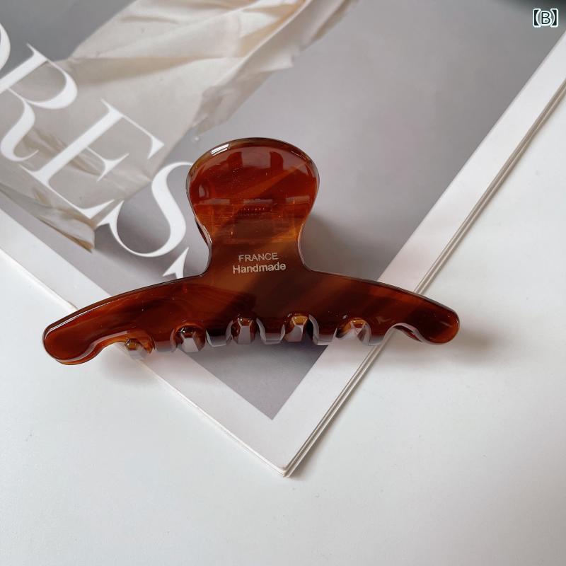 ヘアクリップ レディース バレッタ べっ甲風 アセテート素材 中号 ミディアムサイ...