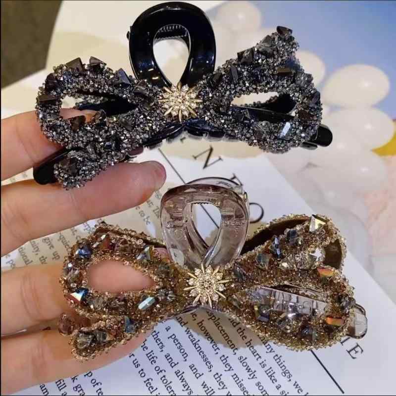 ヘアクリップ レディース かわいい ヘアアクセサリー 髪留め 髪飾り アクリル まとめ髪 9cm 清新 甘め ブラック 茶色