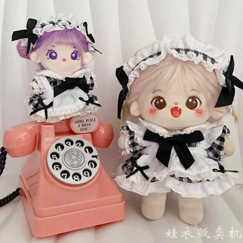 ドール コスチューム 10cm 20cm ぬいぐるみ 服 かわいい メイド服 着せ替え ワンピース セット ブルー系 格子柄 フレンチ 猫耳 制服 デニム サロペット スカート バニー うさぎ キャンパス スタイル スポーツ 上下セット ロンパース ズボ