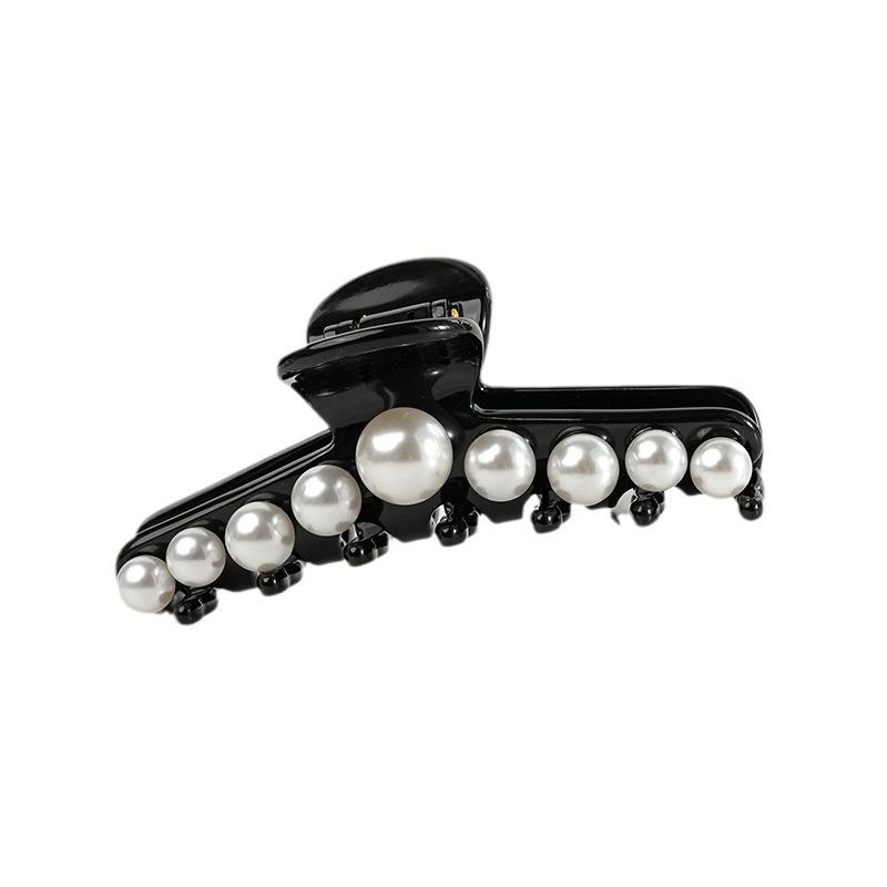 ヘアアクセサリー レディース ヘアクリップ バンスクリップ パール風 エレガント 上品 アセテート樹脂 まとめ髪 髪飾り ヘアアレンジ 結婚式 パーティー 二次会 お呼ばれ ファッション雑貨 ブラック ベージュ