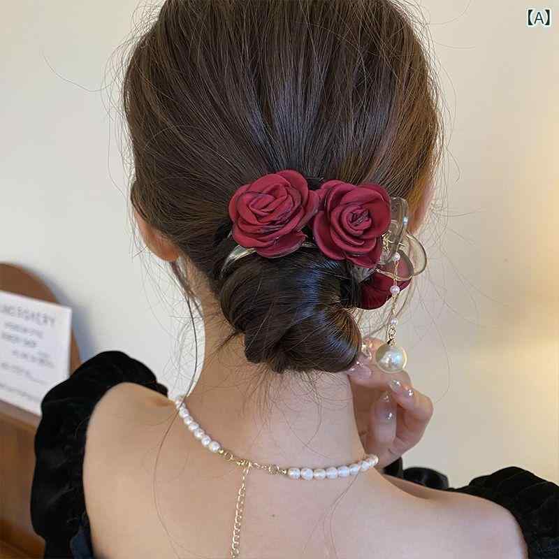 ヘアクリップ レディース 花飾り お団子ヘアメーカー バレッタ ヘアアクセサリー ...