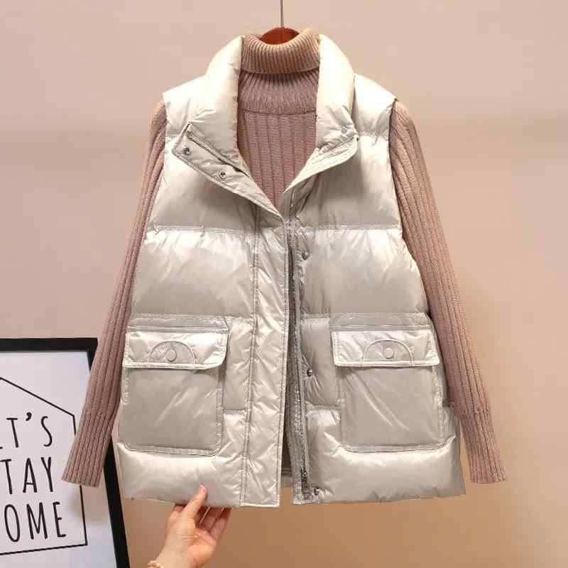 馬甲 レディース 秋冬 高襟 ノースリーブ 中綿入り あったか 防寒 チョッキ ショート丈 トップス 韓国ファッション かわいい ふわふわ アウター ゆったり 普段使い デイリー