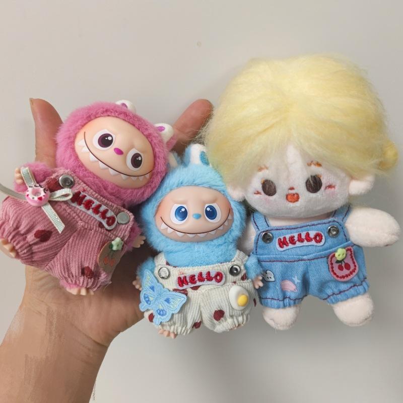 ぬいぐるみ・人形用服 ベビー 深ピンク 背当て付きズボン 10cm 綿 交換用衣装