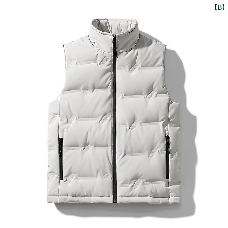 ダウンベスト 男性用 秋冬 立襟 防寒 あったか アウター 上着 チョッキ 紳士服 シンプル カジュアル