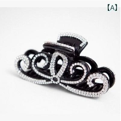 ヘアアクセサリー レディース ヘアクリップ 韓国風 バンスクリップ 髪飾り 大きめ 樹脂製 髪留め まとめ髪 蝶結び ブラック ブラウン 2