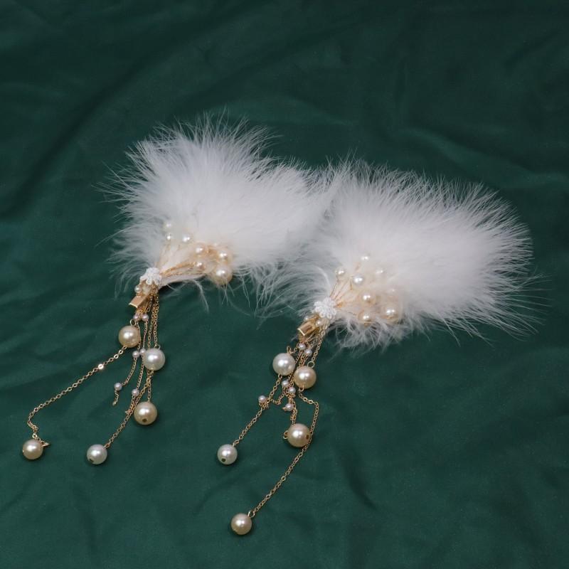 ヘアピン レディース ヘアアクセサリー 羽根 タッセル ボール 古風 髪飾り 少女 髪留め コスプレ イベント かわいい パール 韓国風