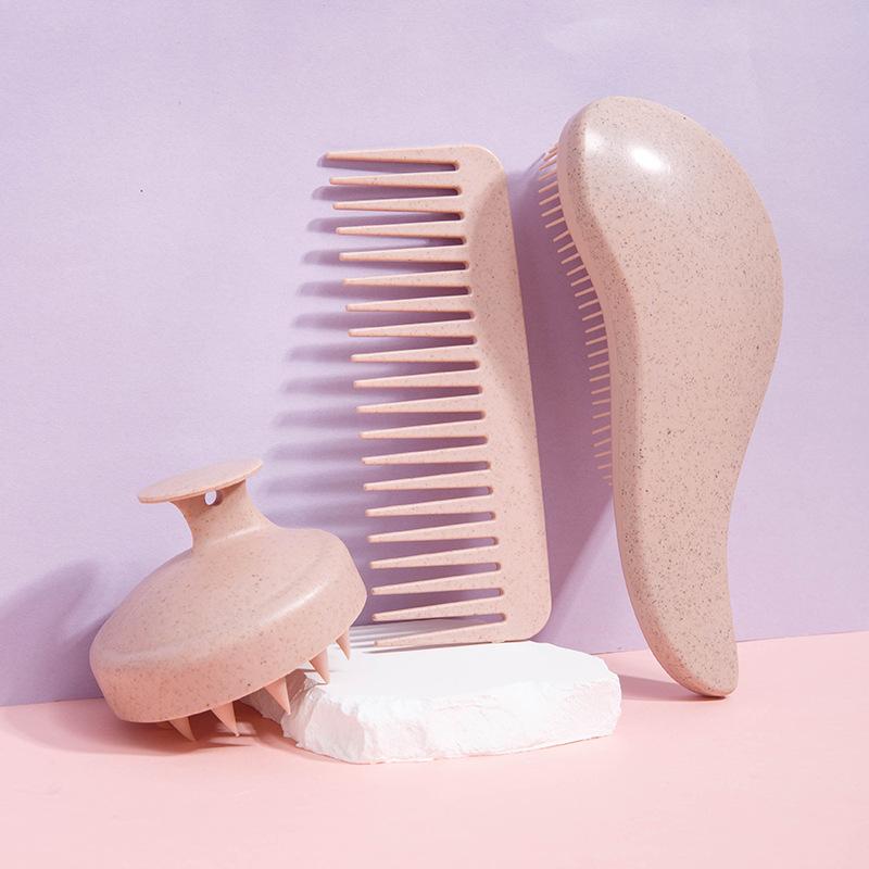 ヘアブラシ セット 美髪 ワイド歯 スタイリング マッサージ 頭皮クレンジング シャ...