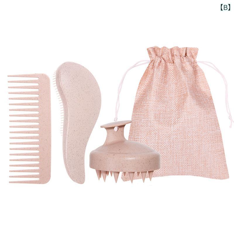 ヘアブラシ セット 美髪 ワイド歯 スタイリング マッサージ 頭皮クレンジング シャ...