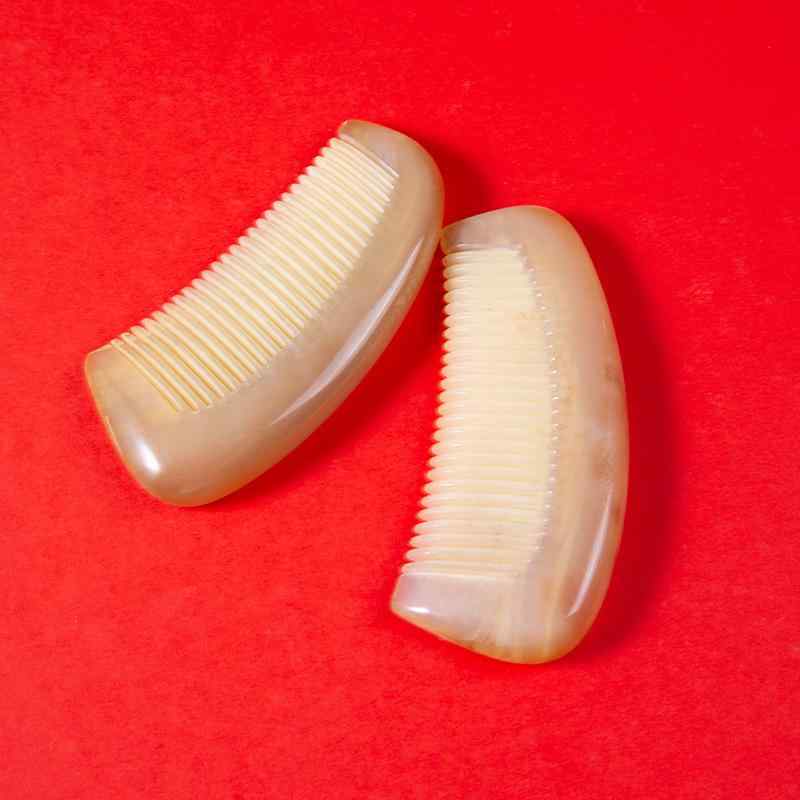 ヘアブラシ レディース メンズ マッサージ 頭皮ケア 天然羊角 厚手 黄色 黒色