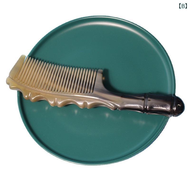 ヘアブラシ レディース 女性用 天然牛角 竹節 静電気防止 ロングヘア マッサージ 頭皮ケア 高級感 ギフト