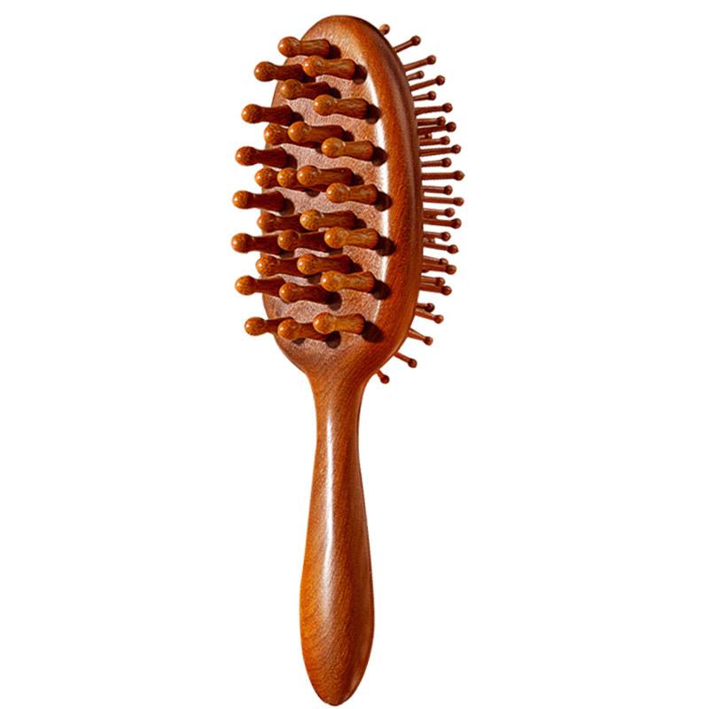 ヘアブラシ クッションブラシ 檀木 マッサージ 頭皮ケア 血行促進 静電気防止 絡まない パドルブラシ