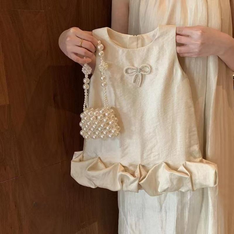 ワンピース キッズ 女の子 Aライン プリンセス シャンパンゴールド かわいい チュール スカート 夏 Cク..