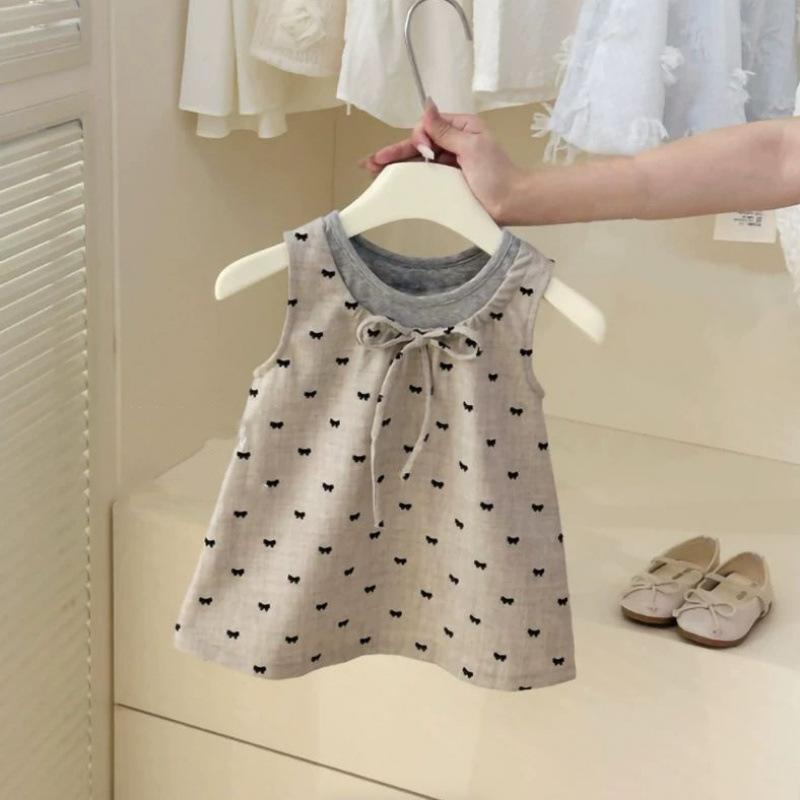 ワンピース 女の子 春夏 ベビー 子供服 チュール A字スカート かわいい 接触冷感 ノースリーブ 80 90 100 110 120 米杏色