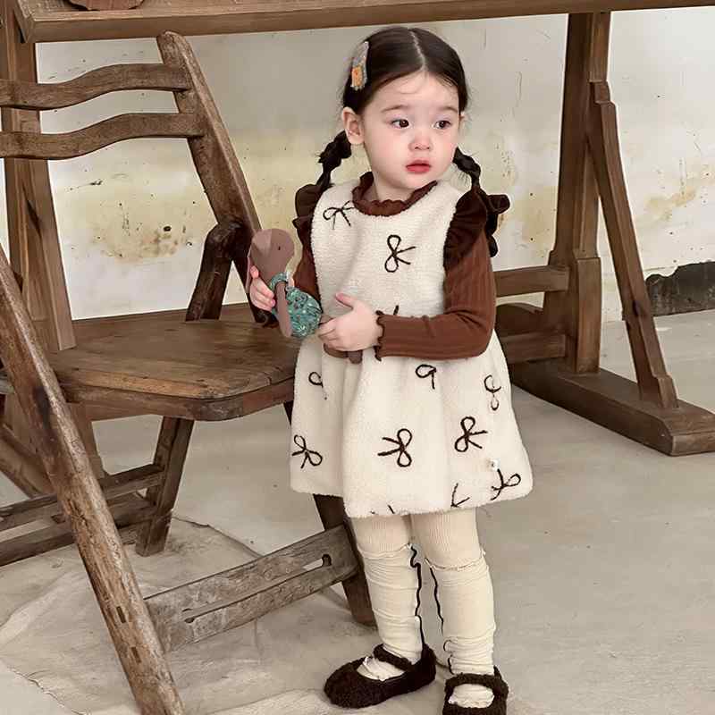 乐天商城 - ワンピース 女の子 子供服 ベスト Aライン プリンセス 無袖 ポリエステル かわいい 冬 73CM 80cm 90cm 100cm