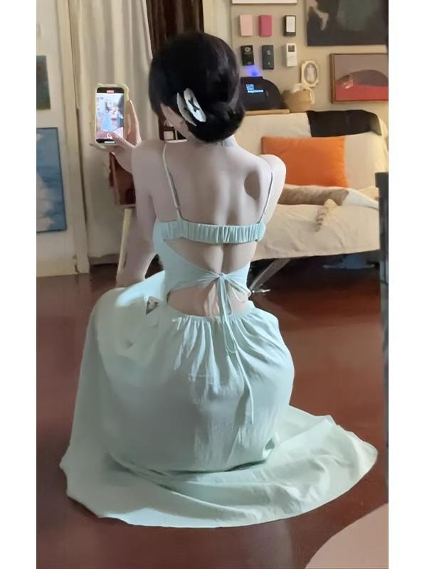 Rakuten - ワンピース レディース 春夏 小柄 高身長 吊りスカート 高腰 ティアード ノースリーブ チュール レース 刺繡 花柄 薄荷緑 リゾート 海 ビーチ 旅行 お洒落 かわいい フェアリー エレガント
