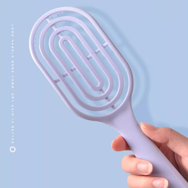 ヘアブラシ レディース マカロンカラー クッション 大判 絡まない サラサラ ロングヘア ストレート カール ピンク イエロー パープル グリーン