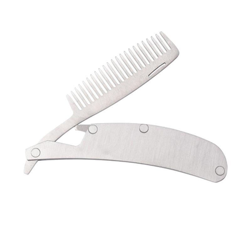 メンズ 折りたたみ コーム ステンレス 鋼 髭 スタイリング 携帯 ミニ