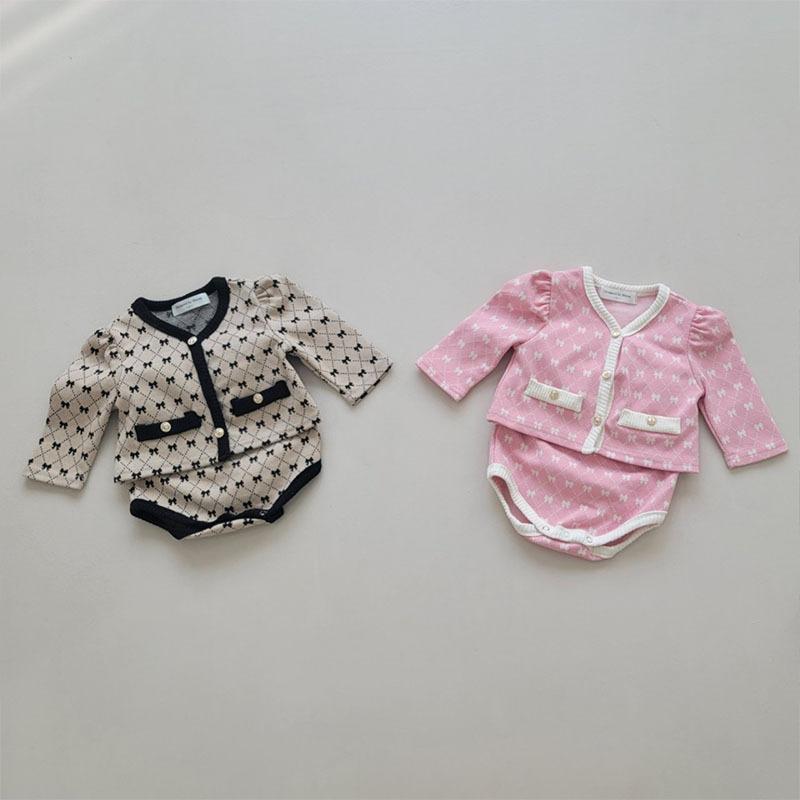 ベビー服 春秋 ベビー 上下セット 韓国風 小香風 ジャケット ブルマ 2点セット かわいい 快適 コットン 格子柄 長袖 乳幼児 新生児 女の子 男の子 66cm 73cm 80cm 90cm 100cm