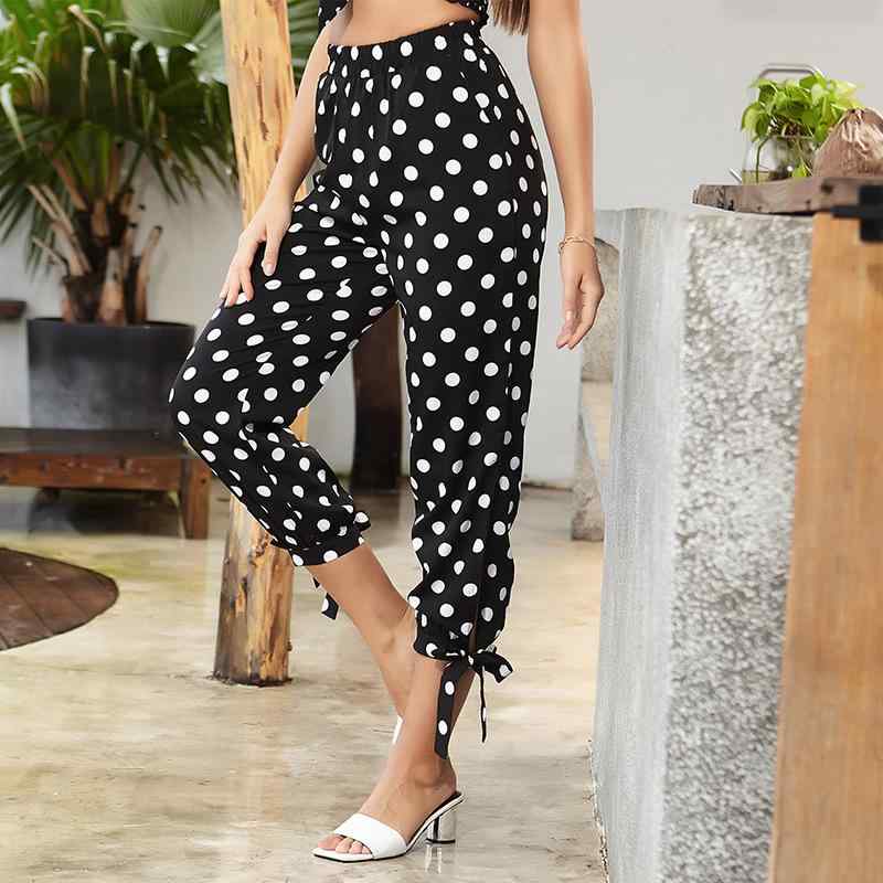 パンツ レディース ストライプ ドット柄 高見え 高腰 七分丈 小脚パンツ レギンス 普段使い 通勤 薄手 ポリエステル 綿混紡 テーパードパンツ 黒 ブラック系 欧米風 エレガント スタイル