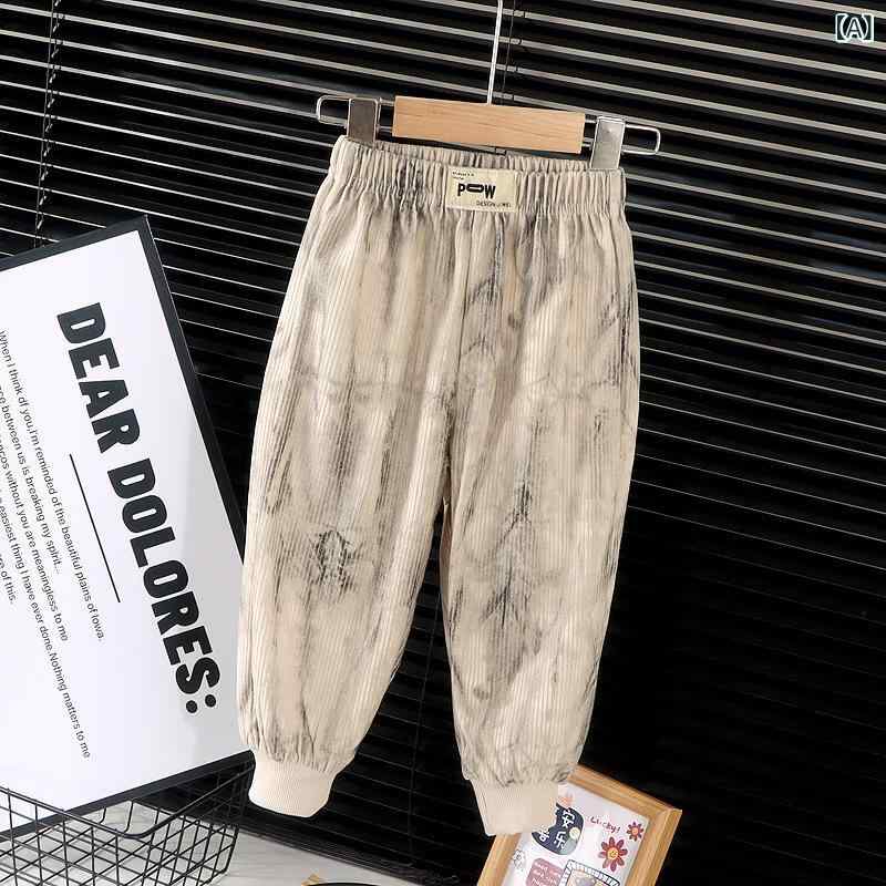 Long-Trousers, Trousers - 子供用パンツ ベビー服 コーデュロイパンツ ボーイズ ガールズ ロングパンツ カジュアル ズボン ストライプ アニマル柄 格子柄 無地