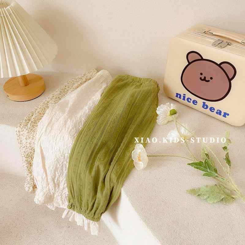 キッズ 女の子 パンツ 韓国風 小花柄 グリーン系 コットン 涼しい 蚊除け 長ズボン ゆったり 80cm 90cm 100cm 110cm 120cm 130cm