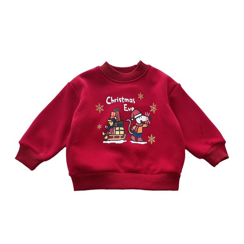 子供服 スウェット 秋冬 裏起毛 クリスマス 赤 トレーナー 男の子 女の子 キッズ 厚手 トップス 長袖 かわいい 90 100 110 120 130 140