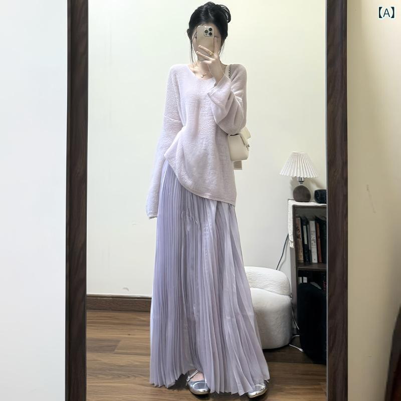 スカート レディース 春夏 パープル ピンク Aライン フレアスカート 膝丈 ミモレ丈 シフォン 高見え 無地 きれいめ かわいい おしゃれ フェミニン 上品 デート お呼ばれ