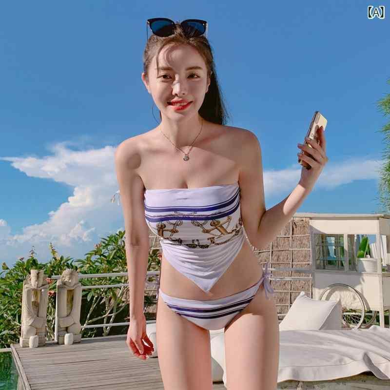 水着 レディース 水兵風 ビキニ 上下セット セパレート バックシャン スタイル ビーチ プール 海水浴 旅行 スイミング 競泳用 高品質 大人 かわいい