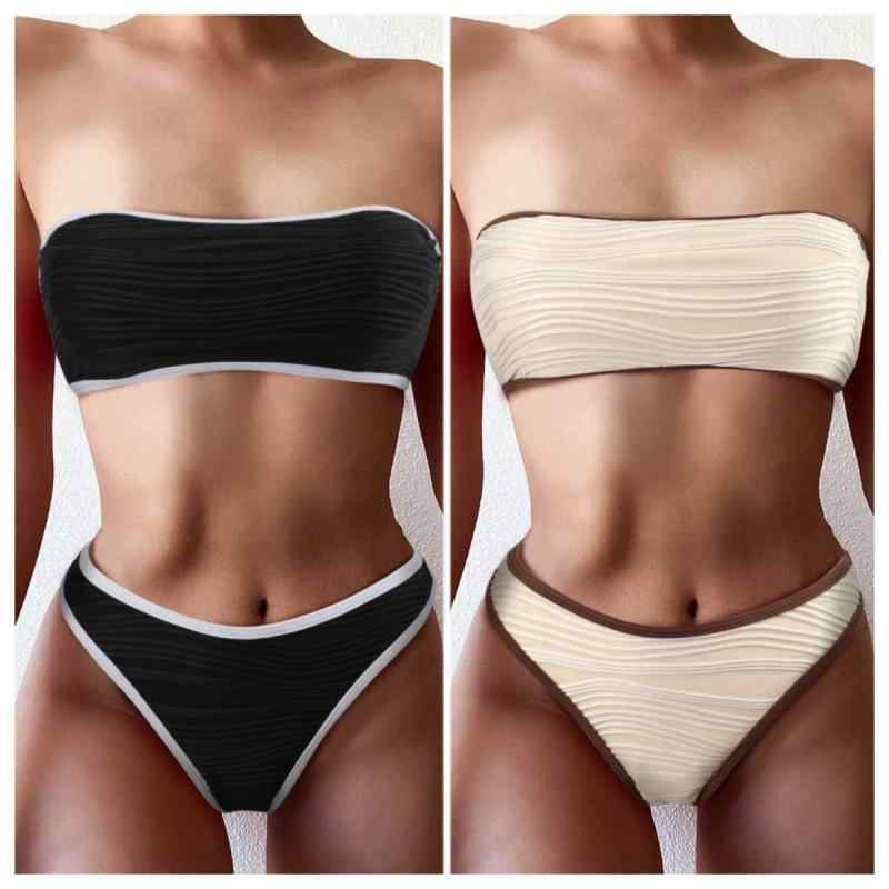 水着 レディース ビキニ 欧米風 無地 チューブトップ スイムウェア 高弾性 耐久性 かわいい シンプル セパレート タンキニ 競泳用 海水浴 温泉