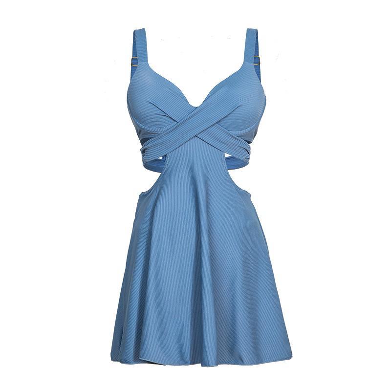 水着 レディース 韓国風 ワンピース水着 体型カバー 温泉 プール 痩せて見える セクシー 黒 紺 M L XL