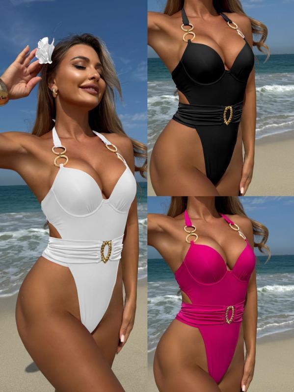 水着 レディース ワンピース水着 オールインワン 無地 背中開き セクシー スイムウェア 体系カバー 大人 女性用 海水浴 ビーチ 温泉 リゾート 白 黒 ピンク系