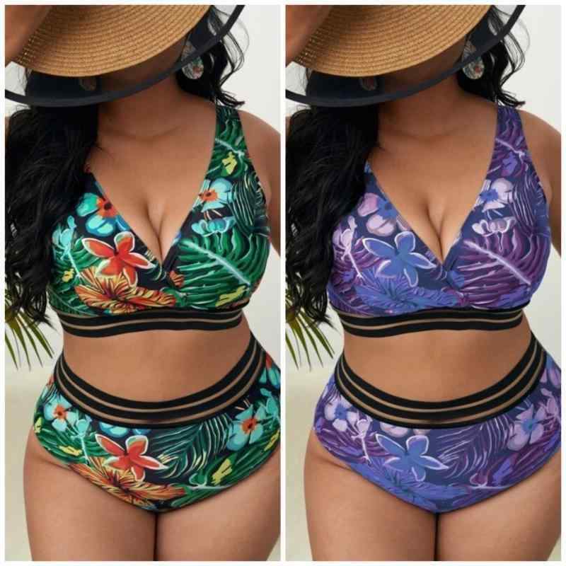 水着 レディース 高 Elasticity ビキニ セパレート スイムウェア 高腰 体系カバー プール ビーチ 海水浴 リゾート 0XL 1XL 2XL 3XL 4XL グリーン パープル