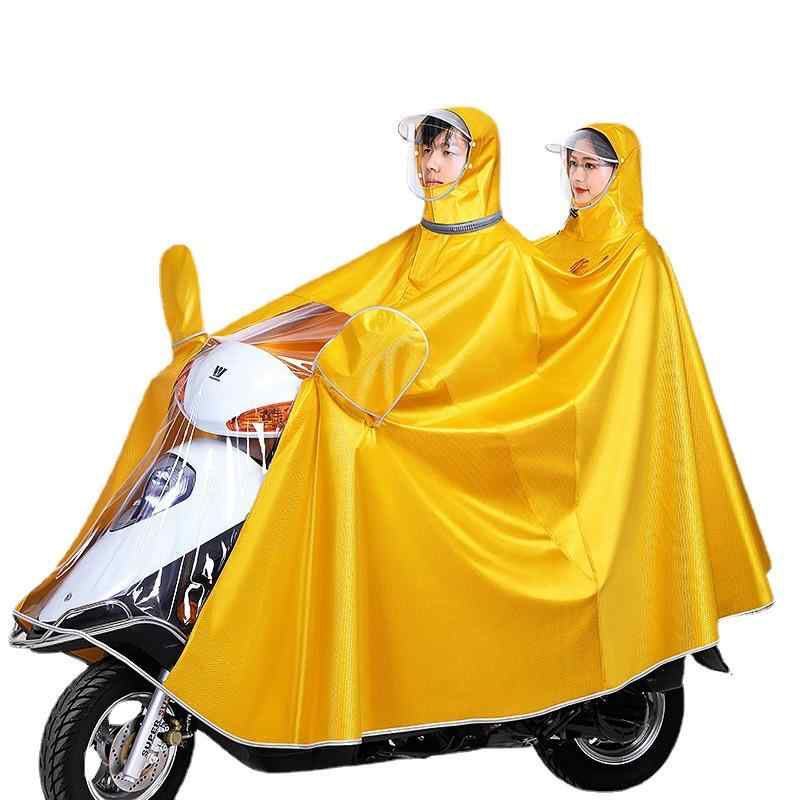 バイク用レインコート レディース 厚手 大判サイズ バイク スクーター用 ポンチョ 防水 防風 撥水 二人乗り対応 回転フード 収納袋付き..
