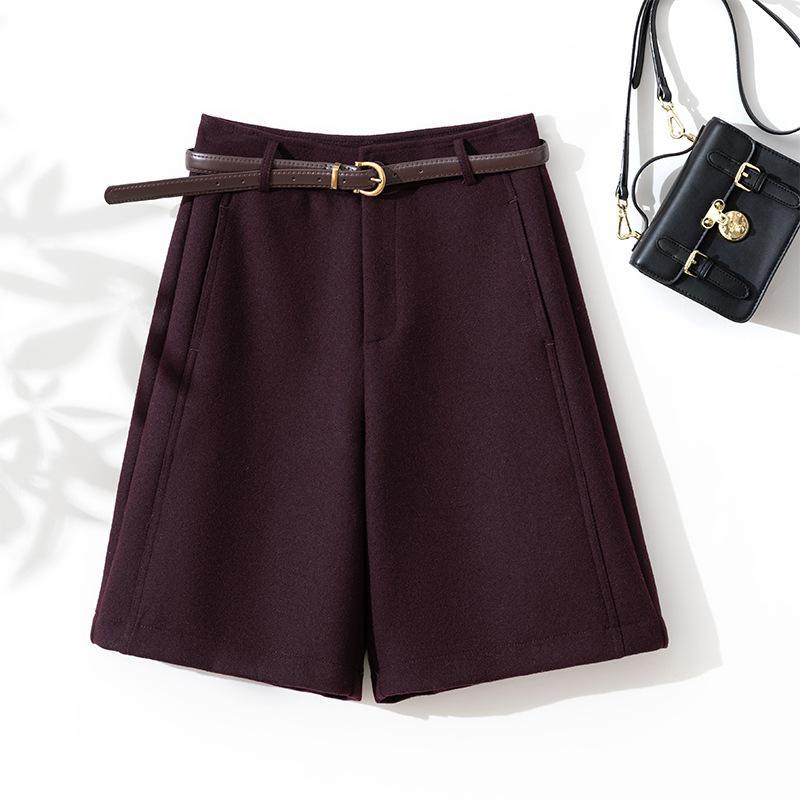 パンツ レディース 秋冬 ウール 毛織 中厚手 ワイド キュロット ハーフパンツ ショートパンツ 日本製 普段使い お出かけ ミディアム丈