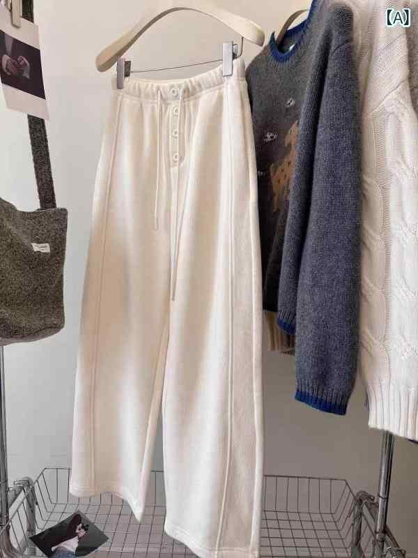 ニットパンツ レディース 秋冬 裏起毛 加厚 ...の紹介画像2