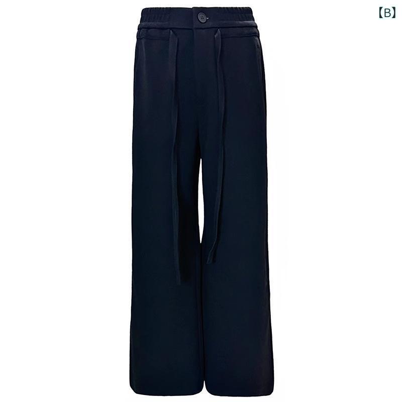 パンツ レディース 高腰 ワイドレッグパンツ ゆったり 楽ちん リラックス 体型カバー 美脚 ブラック 黒 綿混紡 日韓スタイル カジュアル 普段使い 部屋着