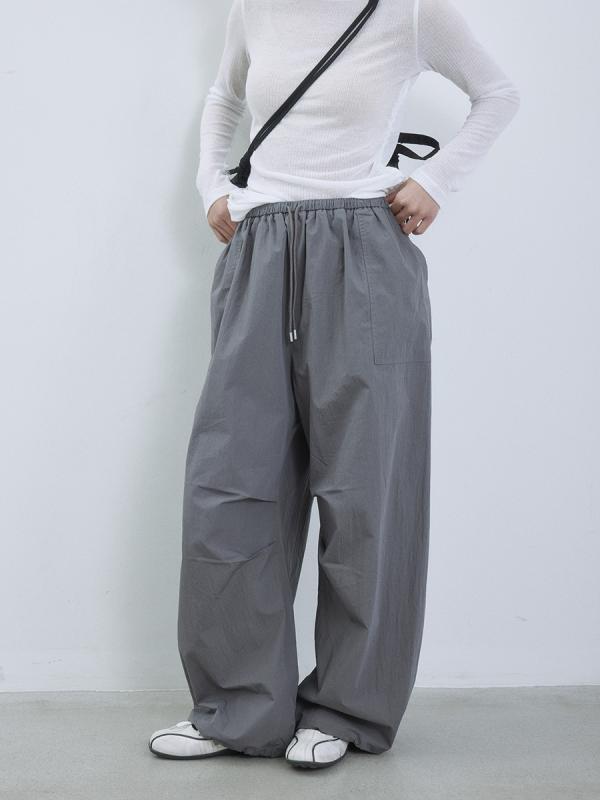 パンツ レディース 春夏 ワイドパンツ 韓国風 薄手 ゆったり 高見え 長ズボン ガウチョパンツ 綿 カジュアル 黒 白 グレー