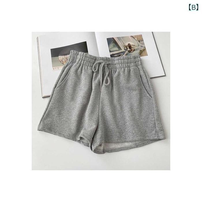 ショートパンツ レディース 高腰 纯色 ハーフパンツ 短パン スポーツ カジュアル 薄手 ルームウェア 部屋着 普段使い 大きいサイズ ゆったり 伸縮性 コットン ポリエステル 春夏