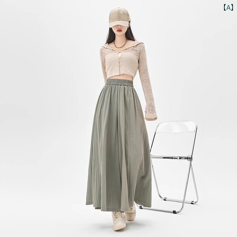 パンツ レディース 春秋 綿麻 ワイドレッグパンツ ハイウエスト ゆったり リラックス スタイル 9分丈 ズボン 快適 ポケット付き 灰緑色 杏色 黒色 S M L XL 2XL