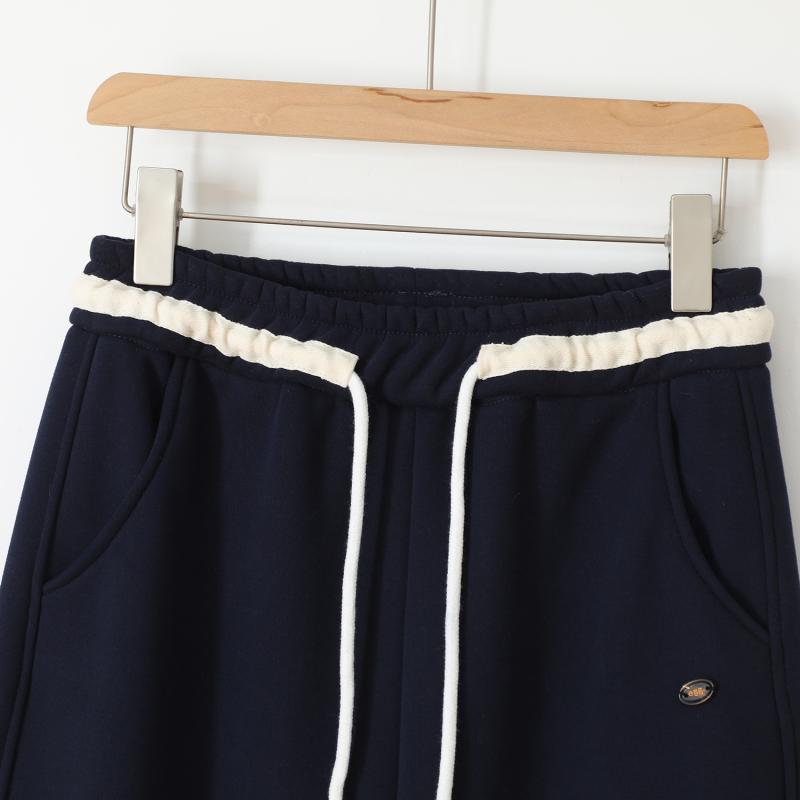 ニット レディース パンツ 秋冬 裏起毛 あったか ワイド ストレート ズボン ボトムス 厚手 ゆったり ルームウェア 部屋着 かわいい オシャレ カジュアル グレー レッド ネイビー ブラウン 綿 ポリエステル