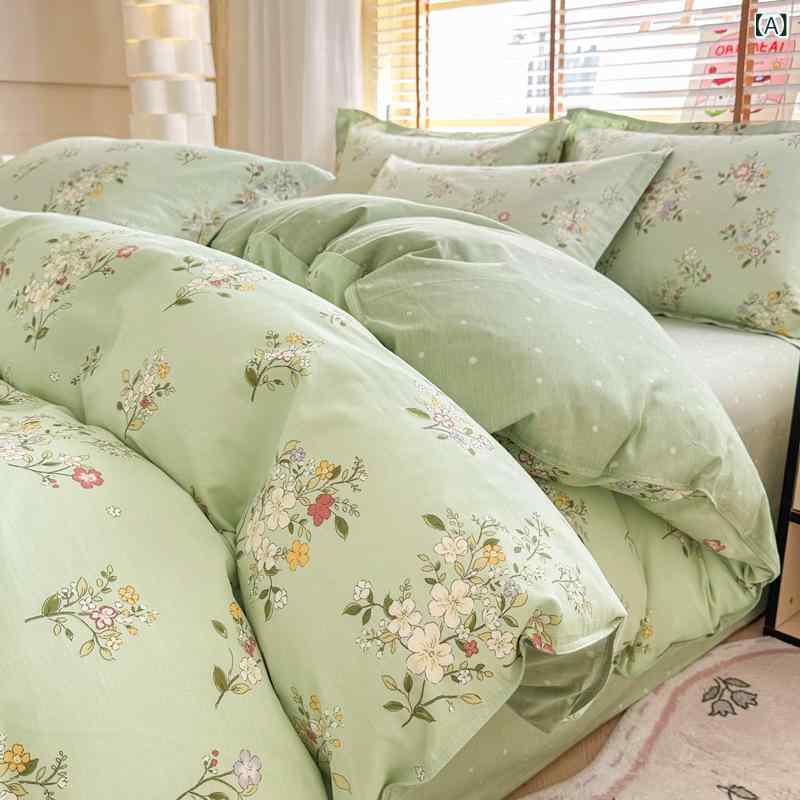 ベッド 寝具カバーセット シングル 綿100% 布団カバー シーツ 3点セット 草花柄 か...