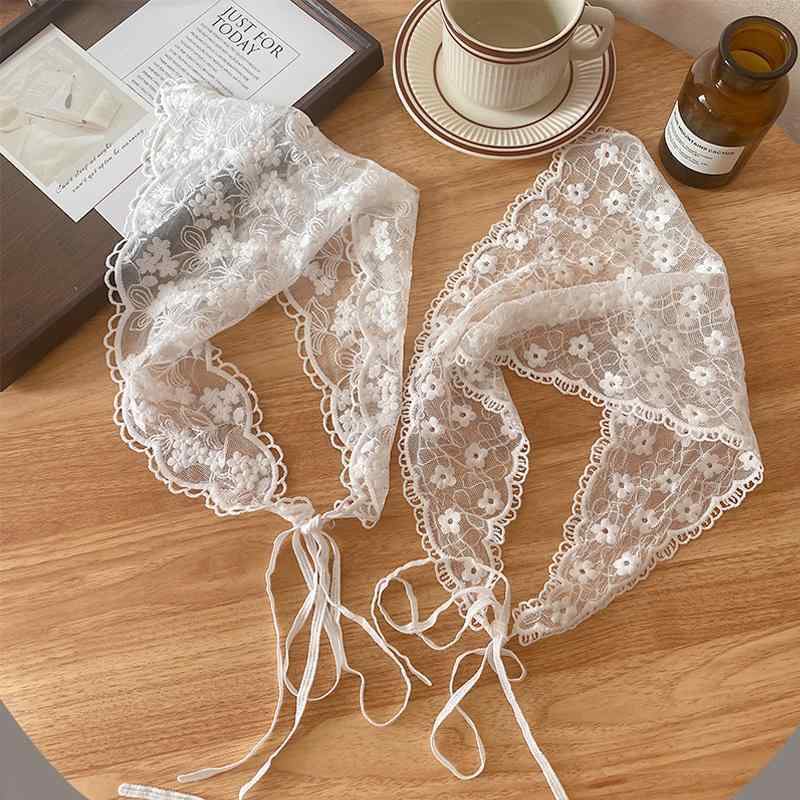 ヘアバンド レディース 三角巾 レース 花柄 かわいい バンダナ ヘアアクセサリー 包頭 菱形 韓国風