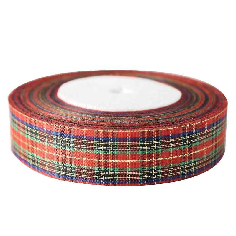 リボン クリスマス スコットランド チェック ギフト ラッピング ポリエステル デコレーション 幅2.5cm 45m