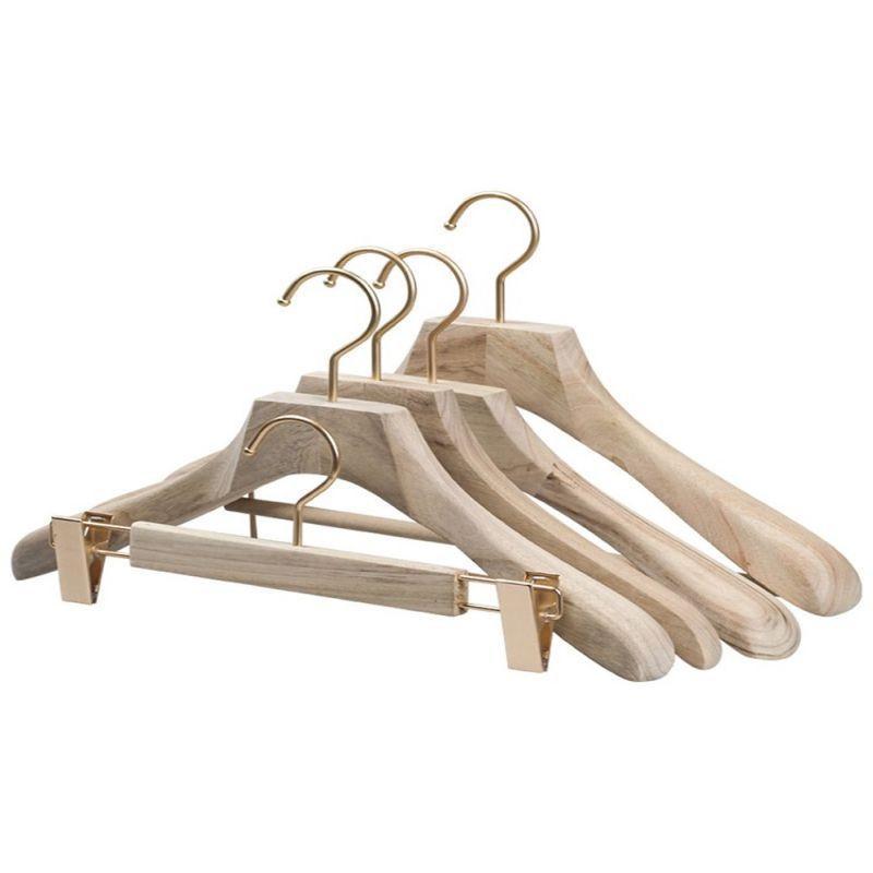 ハンガー レディース 原木色 木製 ワイドショルダー 型崩れ防止 スーツ ジャケット 大人用 パンツハン..