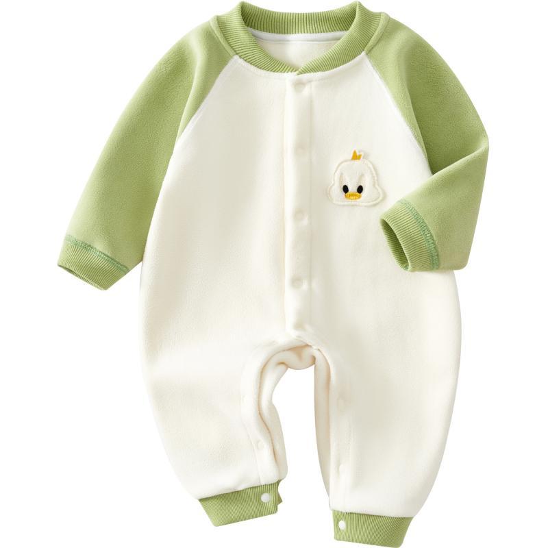 ベビー服 秋冬 長袖ロンパース 男女兼用 赤ちゃん フリース あったか 無地 厚手 新生児 幼児 カバーオール かわいい 普段使い