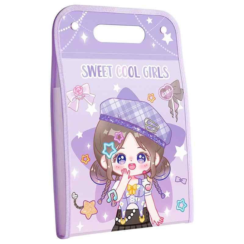 ファイル バッグ A4 子供 学生 カートーン 多層 大容量 ドキュメント 整理 分類