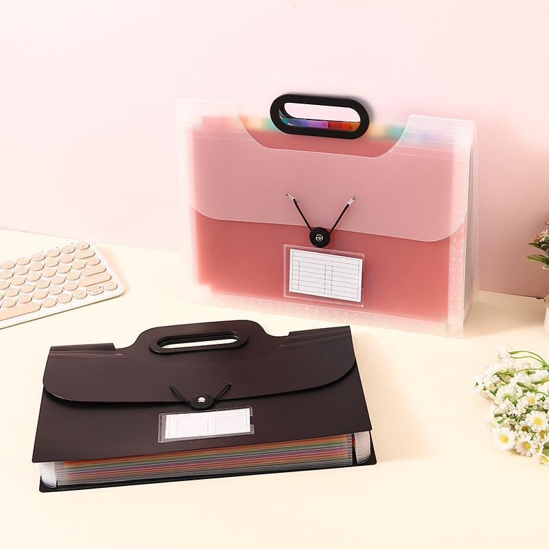 ファイル バッグ A4 ドキュメントケース 書類ケース 13ポケット 大容量 オフィス 事務用品 学用品 虹色 インデックス付き