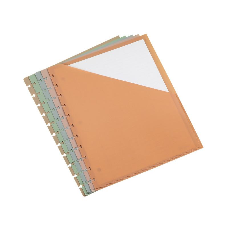 バインダーリフィル A4サイズ 5色アソート PP製 ファイルケース ポケット付き インデックス 多穴タイプ 8枚セット レトロカラー モランディカラー