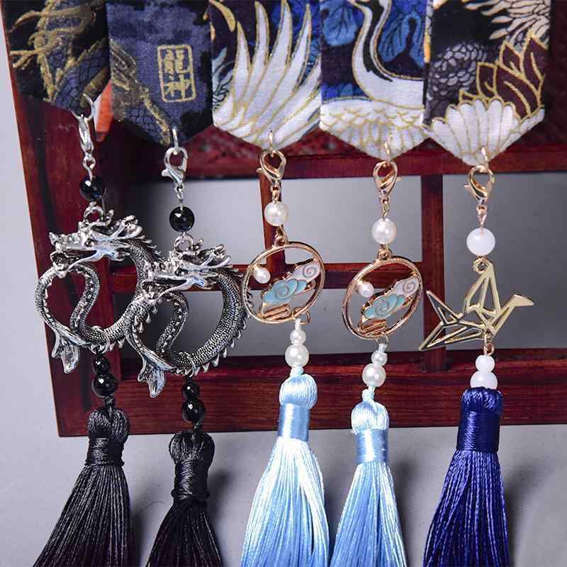 ヘアバンド 男性用 抹額 ヘッドバンド 古風 龍紋 シルク 鶴 刺繍 タッセル 明制 レトロ 髪飾り